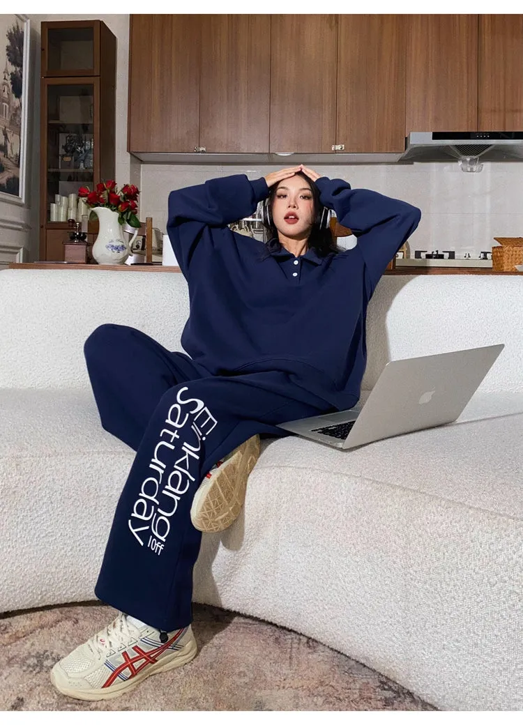 EINKLANG SATURDAY Solid Color Sweatshirt Sweatpants Matching Set