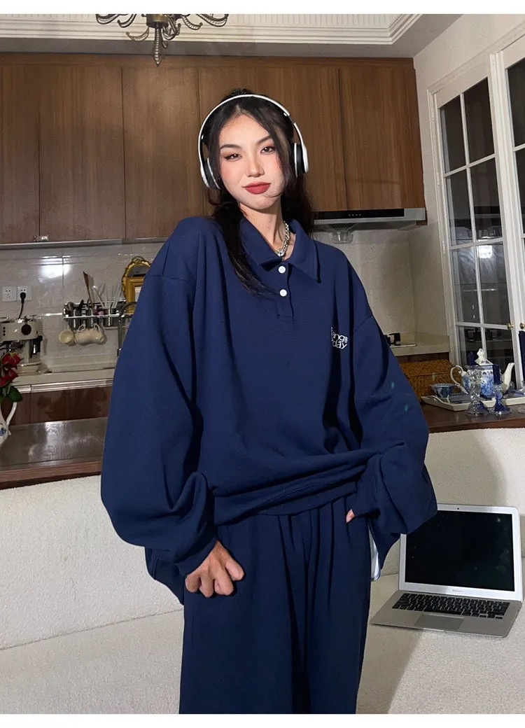 EINKLANG SATURDAY Solid Color Sweatshirt Sweatpants Matching Set
