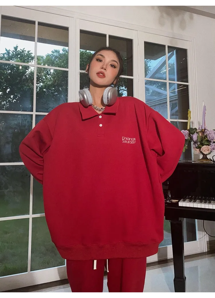 EINKLANG SATURDAY Solid Color Sweatshirt Sweatpants Matching Set