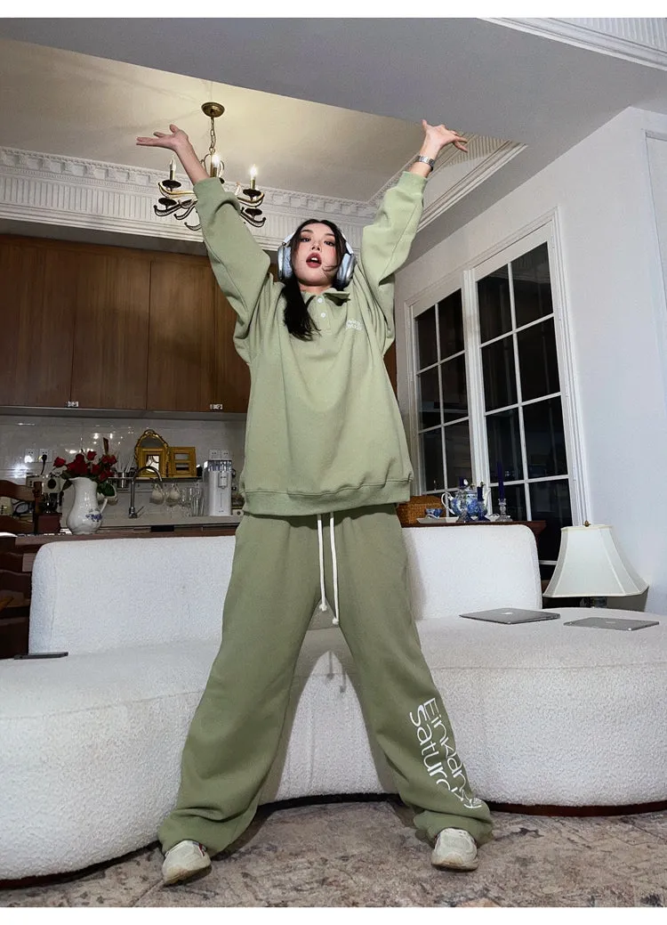 EINKLANG SATURDAY Solid Color Sweatshirt Sweatpants Matching Set