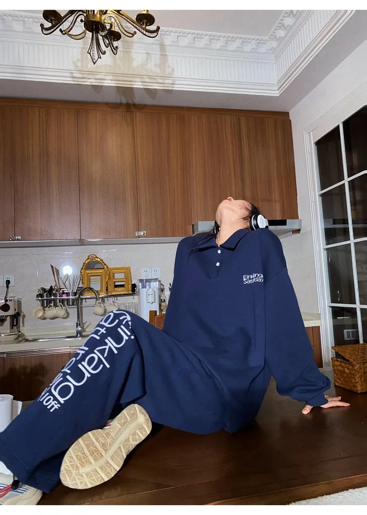 EINKLANG SATURDAY Solid Color Sweatshirt Sweatpants Matching Set