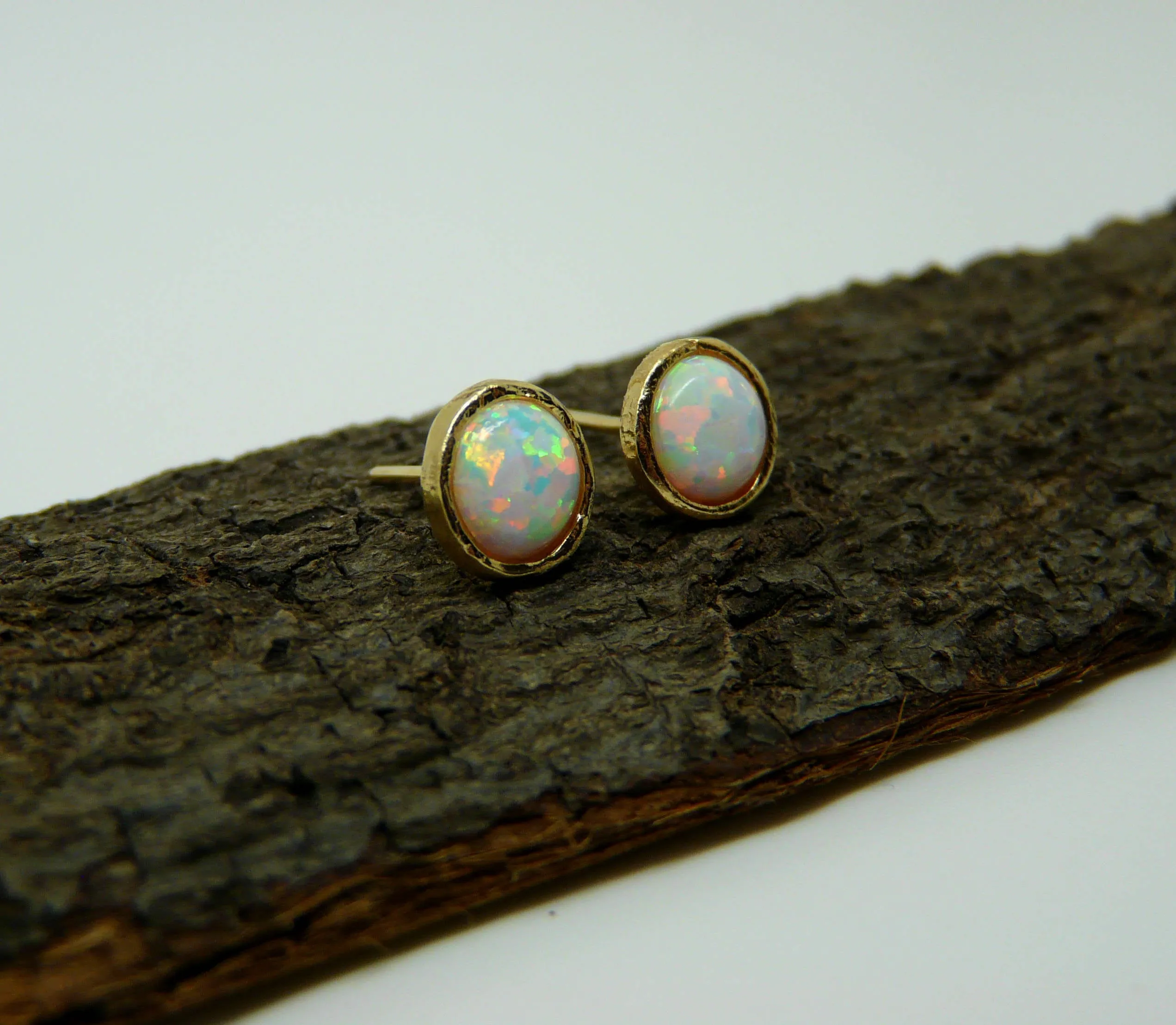 Elegant 6mm Opal Stud Earrings – Minimalist & Timeless