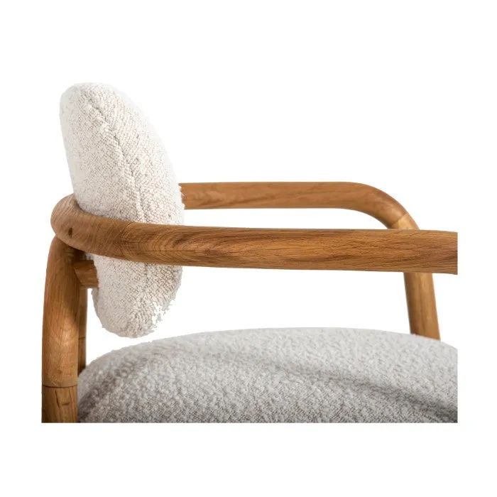 Elegant Dry Honey Oak Bouclé Swivel Diner