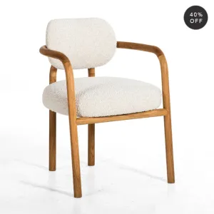Elegant Dry Honey Oak Bouclé Swivel Diner