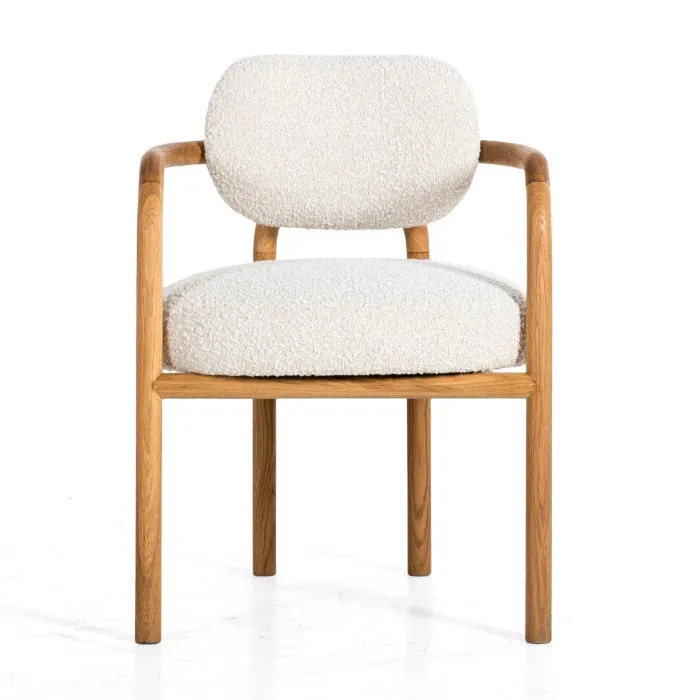 Elegant Dry Honey Oak Bouclé Swivel Diner