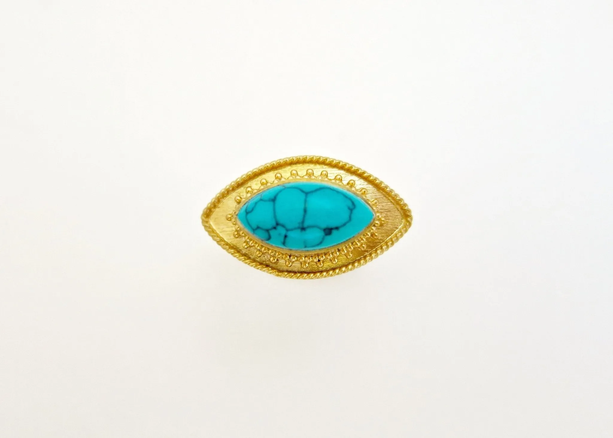 Elegant, Grecian, granulation work, gold-plated turquoise ring