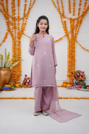 Elegant in Light Mauve - Kids Keyhole Neckline Ensemble