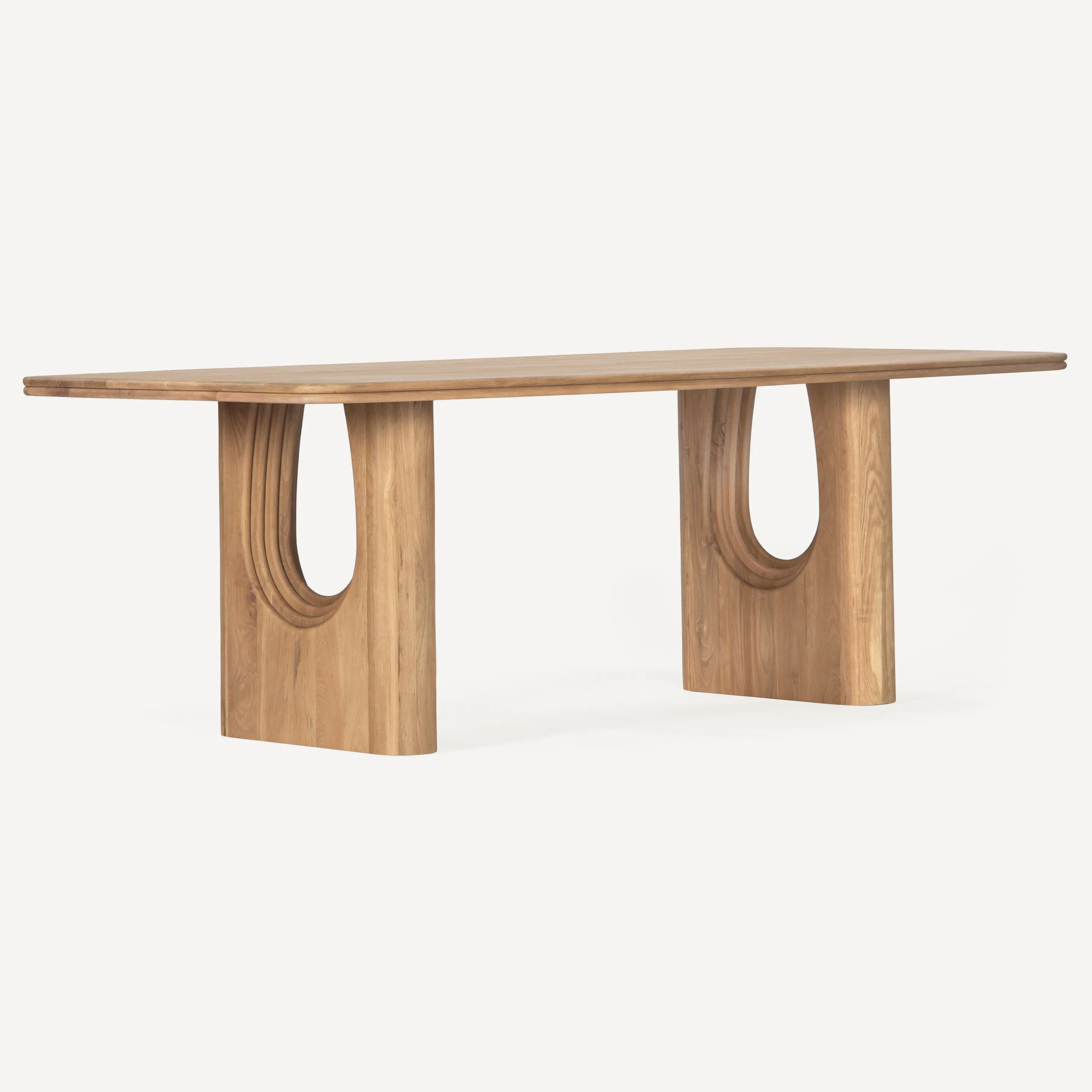 Elegant Inverted Arched Oak Dining Table