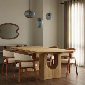 Elegant Inverted Arched Oak Dining Table