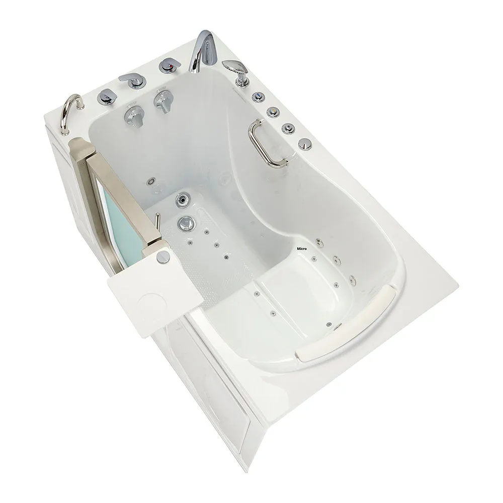 Ella Elite 30"x52" Acrylic Air and Hydro Massage Walk-In Bathtub with Left Inward Swing Door, 5 Piece Fast Fill Faucet, 2" Dual Drain