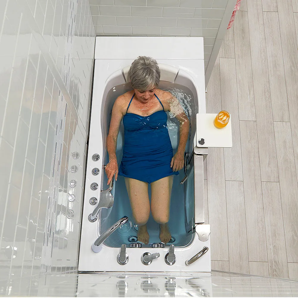 Ella Elite 30"x52" Acrylic Air and Hydro Massage Walk-In Bathtub with Left Inward Swing Door, 5 Piece Fast Fill Faucet, 2" Dual Drain