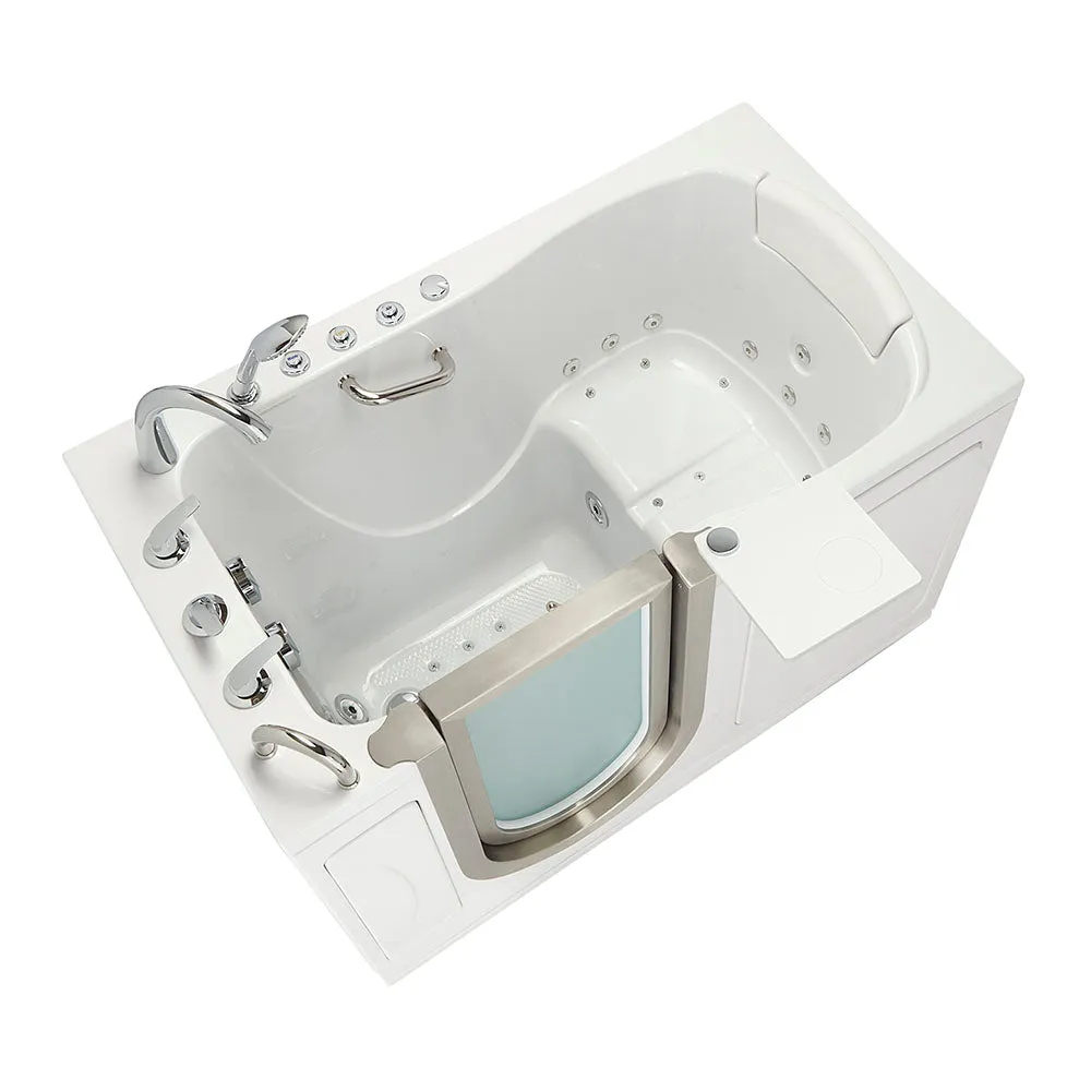 Ella Elite 30"x52" Acrylic Air and Hydro Massage Walk-In Bathtub with Left Inward Swing Door, 5 Piece Fast Fill Faucet, 2" Dual Drain