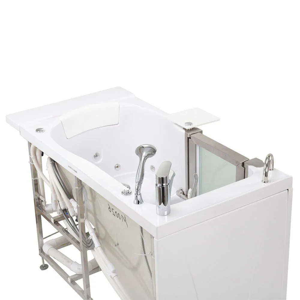 Ella Elite 30"x52" Acrylic Hydro Massage Walk-In Bathtub with Left Inward Swing Door, 2 Piece Fast Fill Faucet, 2" Dual Drain