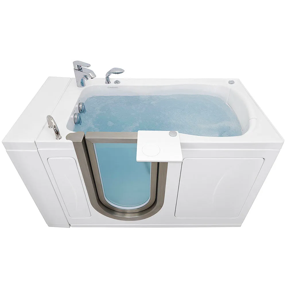 Ella Elite 30"x52" Acrylic Hydro Massage Walk-In Bathtub with Left Inward Swing Door, 2 Piece Fast Fill Faucet, 2" Dual Drain