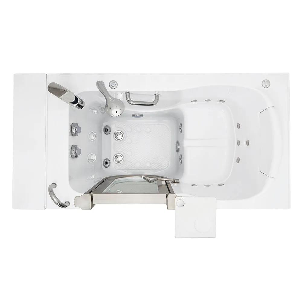 Ella Elite 30"x52" Acrylic Hydro Massage Walk-In Bathtub with Left Inward Swing Door, 2 Piece Fast Fill Faucet, 2" Dual Drain