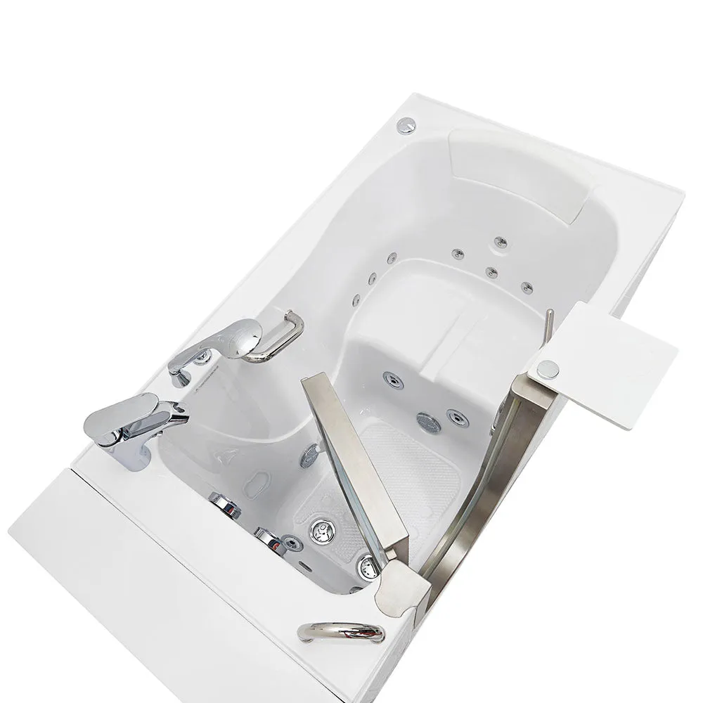 Ella Elite 30"x52" Acrylic Hydro Massage Walk-In Bathtub with Left Inward Swing Door, 2 Piece Fast Fill Faucet, 2" Dual Drain