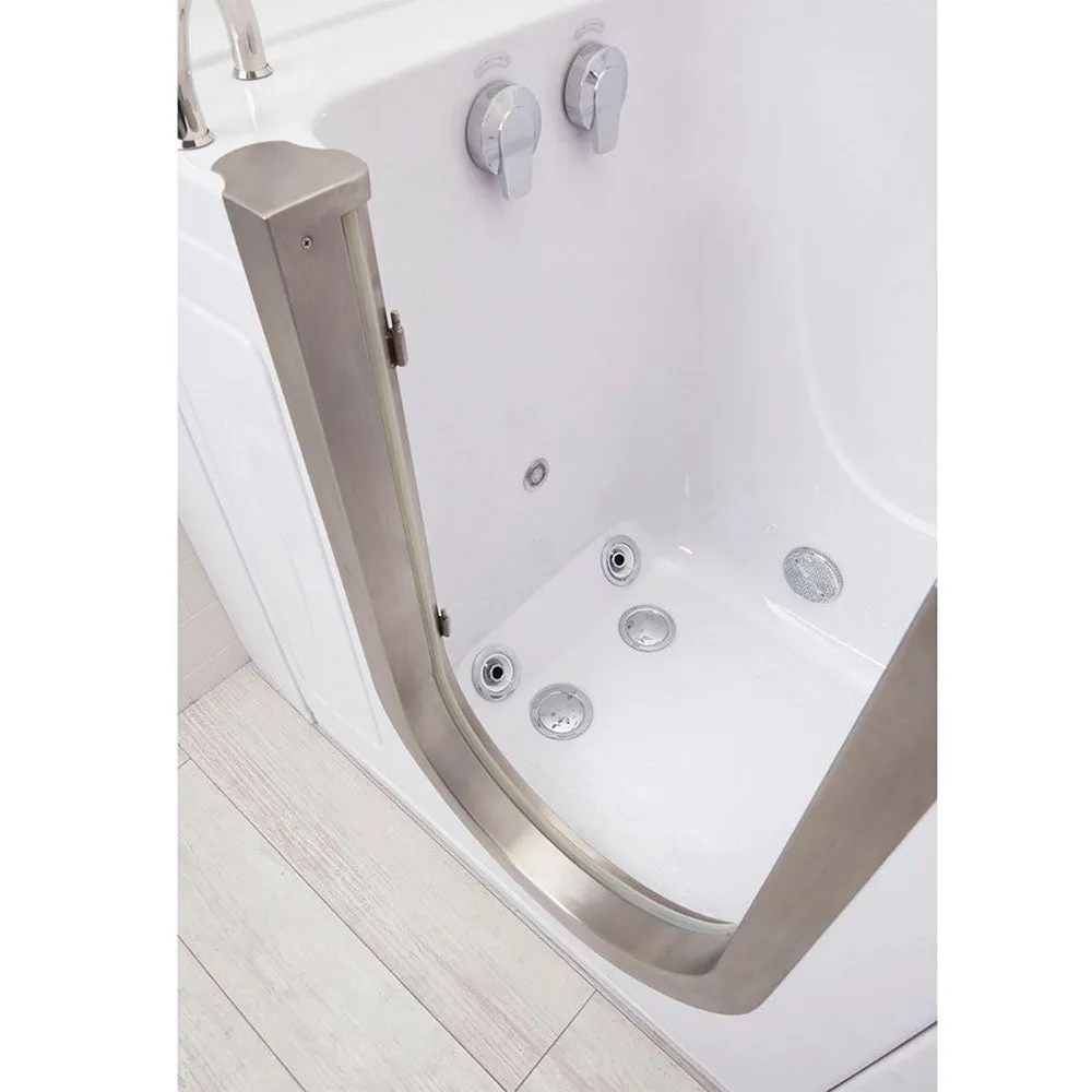 Ella Elite 30"x52" Acrylic Hydro Massage Walk-In Bathtub with Left Inward Swing Door, 2 Piece Fast Fill Faucet, 2" Dual Drain