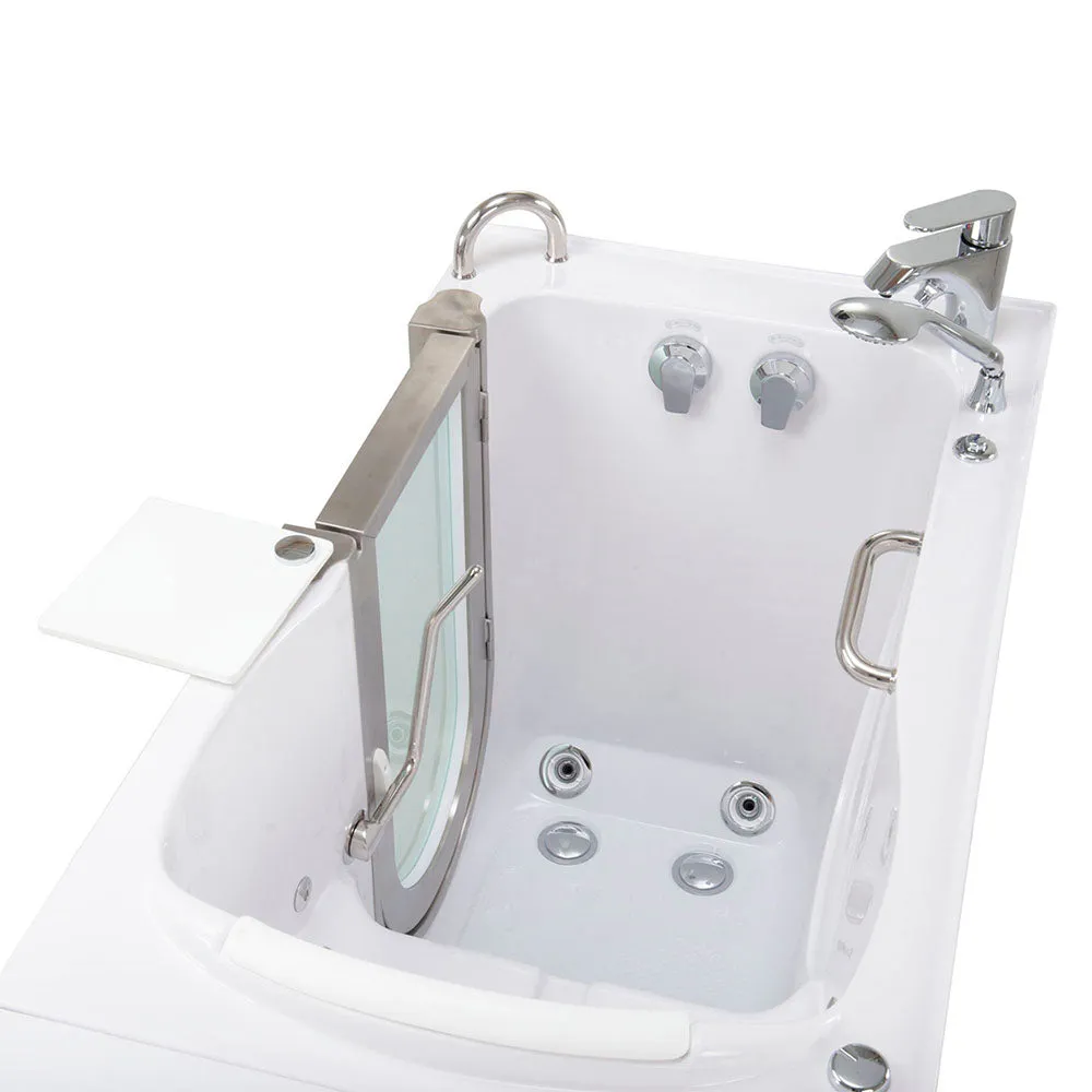 Ella Elite 30"x52" Acrylic Hydro Massage Walk-In Bathtub with Left Inward Swing Door, 2 Piece Fast Fill Faucet, 2" Dual Drain