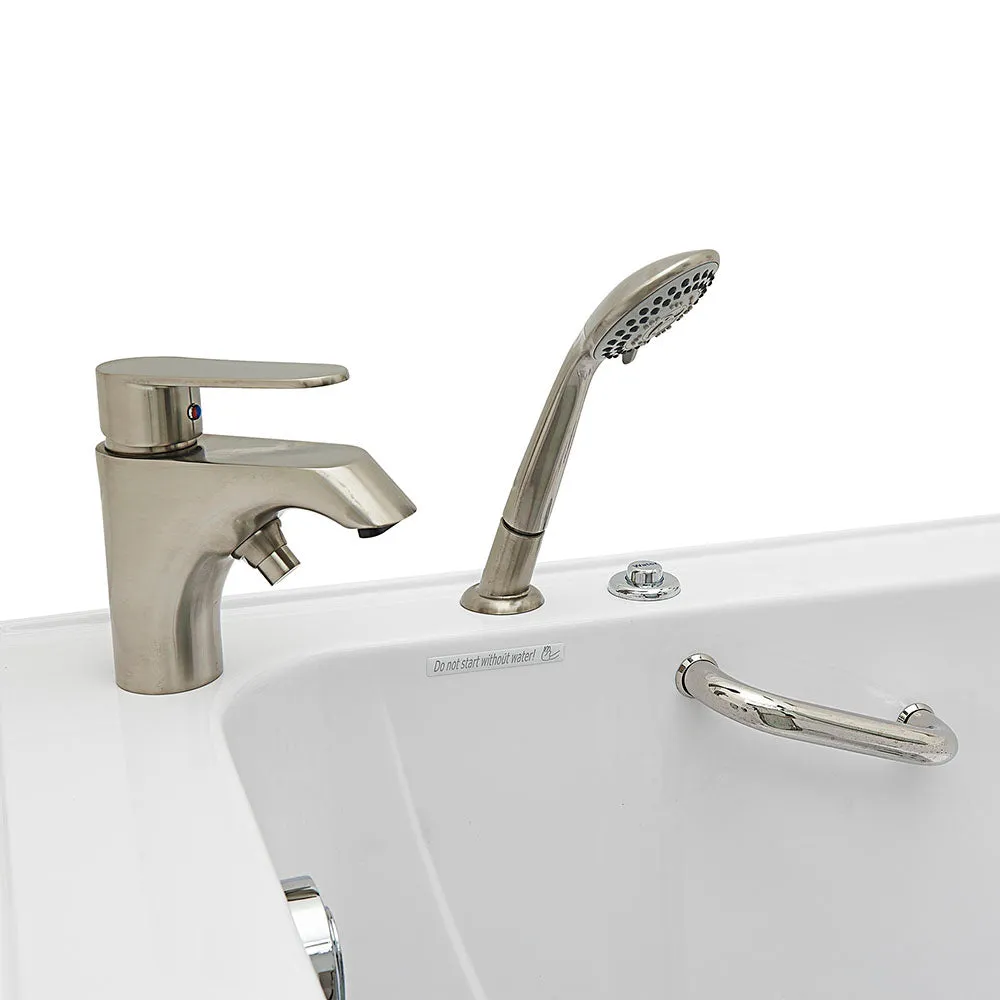 Ella Elite 30"x52" Acrylic Hydro Massage Walk-In Bathtub with Left Inward Swing Door, 2 Piece Fast Fill Faucet, 2" Dual Drain