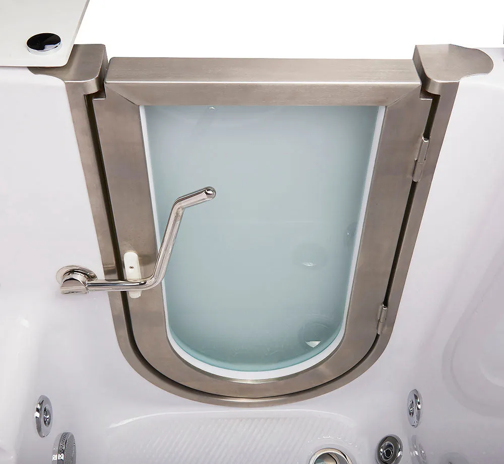 Ella Elite 30"x52" Acrylic Hydro Massage Walk-In Bathtub with Left Inward Swing Door, 2 Piece Fast Fill Faucet, 2" Dual Drain