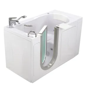 Ella Elite 30"x52" Acrylic Hydro Massage Walk-In Bathtub with Left Inward Swing Door, 2 Piece Fast Fill Faucet, 2" Dual Drain