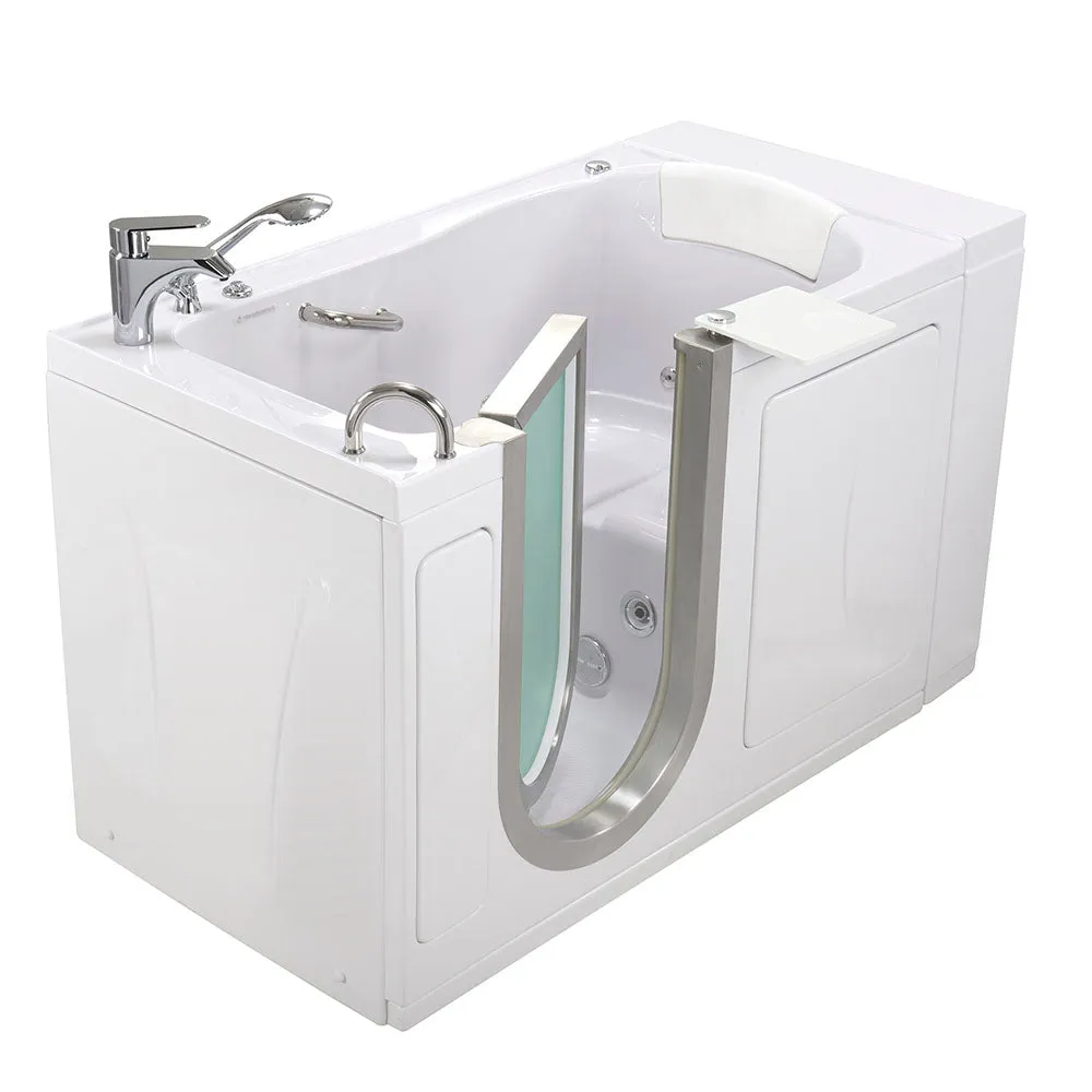 Ella Elite 30"x52" Acrylic Hydro Massage Walk-In Bathtub with Left Inward Swing Door, 2 Piece Fast Fill Faucet, 2" Dual Drain