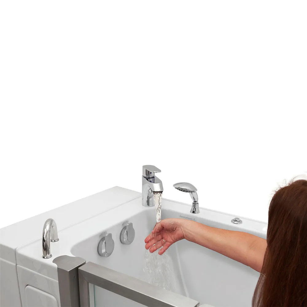 Ella Elite 30"x52" Acrylic Hydro Massage Walk-In Bathtub with Left Inward Swing Door, 2 Piece Fast Fill Faucet, 2" Dual Drain