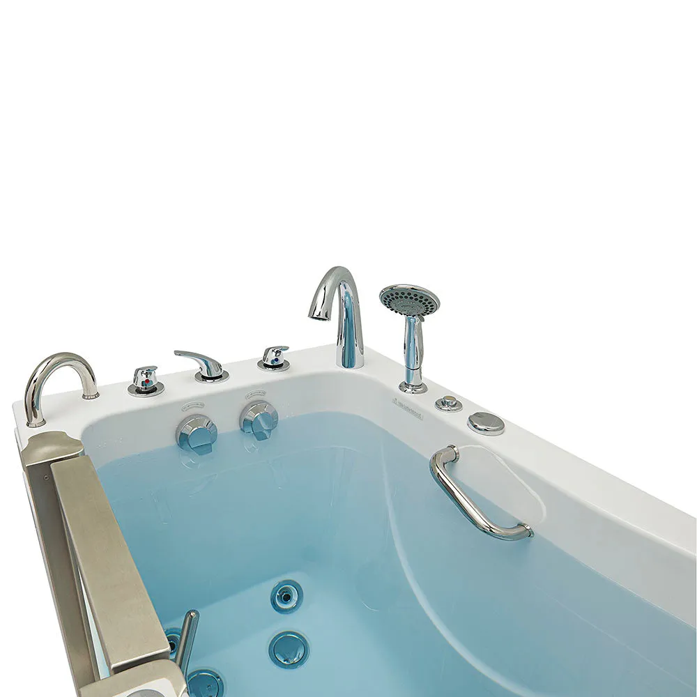 Ella Elite 30"x52" Acrylic Hydro Massage Walk-In Bathtub with Left Inward Swing Door, 5 Piece Fast Fill Faucet, 2" Dual Drain