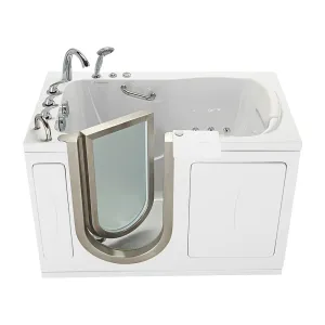Ella Elite 30"x52" Acrylic Hydro Massage Walk-In Bathtub with Left Inward Swing Door, 5 Piece Fast Fill Faucet, 2" Dual Drain