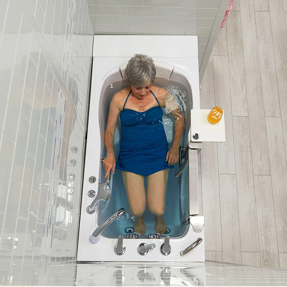 Ella Elite 30"x52" Acrylic Hydro Massage Walk-In Bathtub with Left Inward Swing Door, 5 Piece Fast Fill Faucet, 2" Dual Drain
