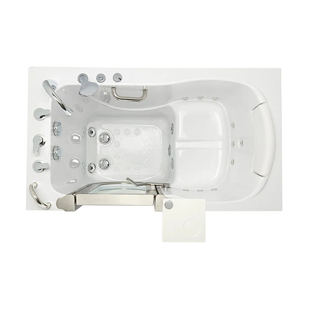 Ella Elite 30"x52" Acrylic Hydro Massage Walk-In Bathtub with Left Inward Swing Door, 5 Piece Fast Fill Faucet, 2" Dual Drain