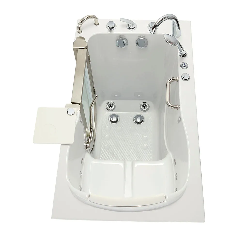 Ella Elite 30"x52" Acrylic Hydro Massage Walk-In Bathtub with Left Inward Swing Door, 5 Piece Fast Fill Faucet, 2" Dual Drain
