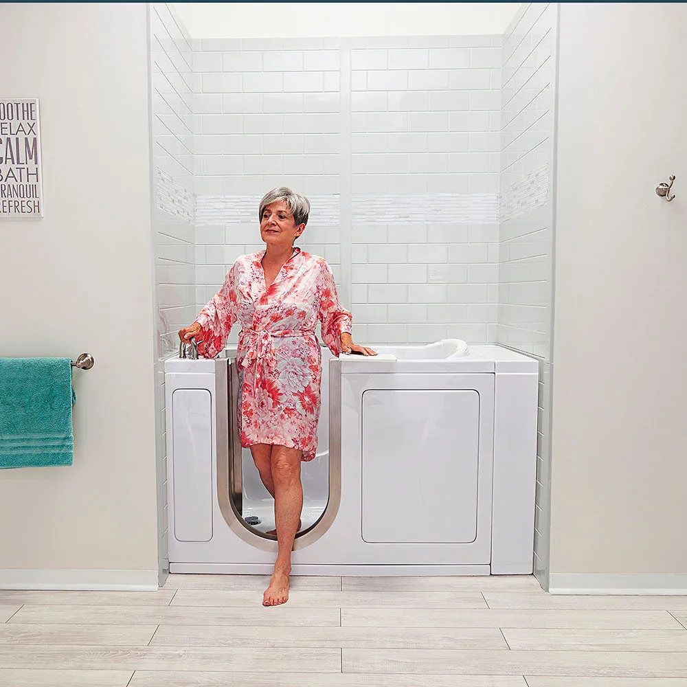 Ella Elite 30"x52" Acrylic Hydro Massage Walk-In Bathtub with Left Inward Swing Door, 5 Piece Fast Fill Faucet, 2" Dual Drain