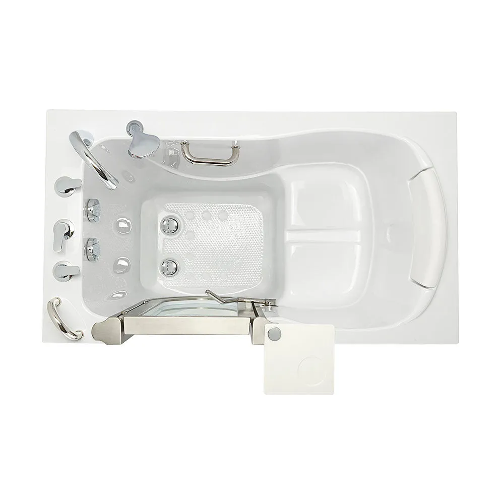 Ella Elite 30"x52" Acrylic Soaking Walk-In-Bathtub, Left Inward Swing Door, 5 Piece Fast Fill Faucet, 2" Dual Drain