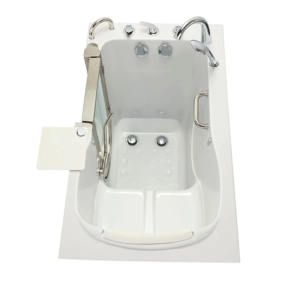 Ella Elite 30"x52" Acrylic Soaking Walk-In-Bathtub, Left Inward Swing Door, 5 Piece Fast Fill Faucet, 2" Dual Drain