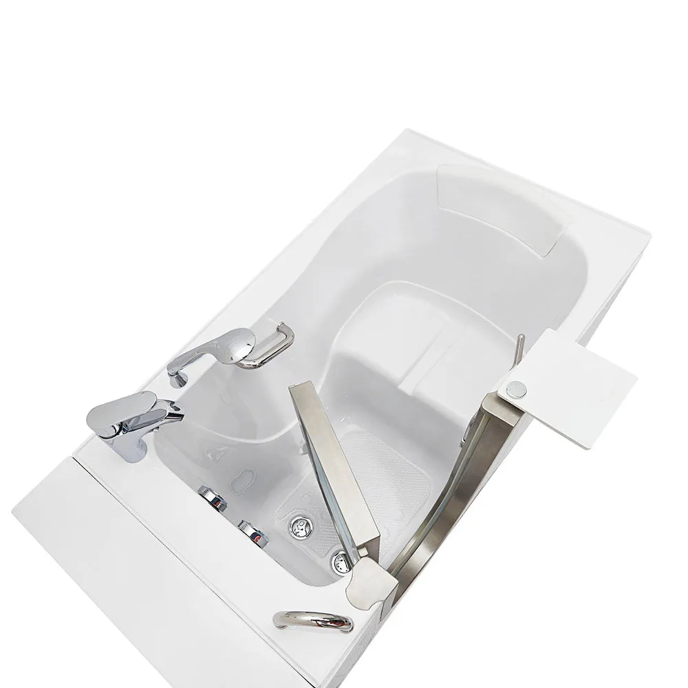 Ella Elite 30"x52" Acrylic Soaking Walk-In-Bathtub, Left Inward Swing Door, Heated Seat,  2 Piece Fast Fill Faucet, 2" Dual Drain