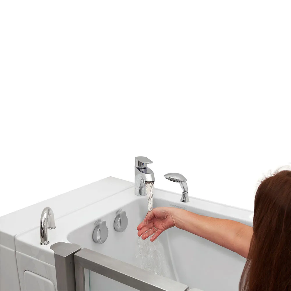 Ella Elite 30"x52" Acrylic Soaking Walk-In-Bathtub, Left Inward Swing Door, Heated Seat,  2 Piece Fast Fill Faucet, 2" Dual Drain