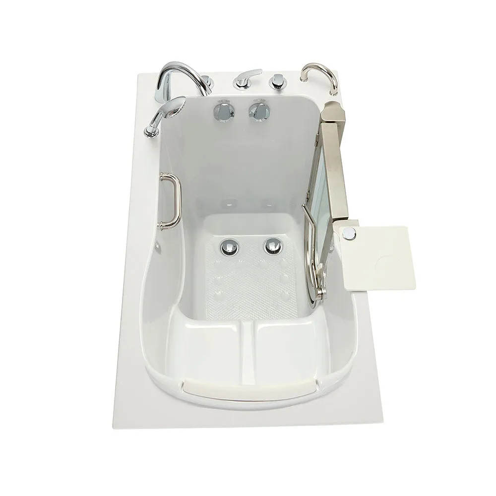 Ella Elite 30"x52" Acrylic Soaking Walk-In-Bathtub, Right Inward Swing Door, Heated Seat,  5 Piece Fast Fill Faucet, 2" Dual Drain