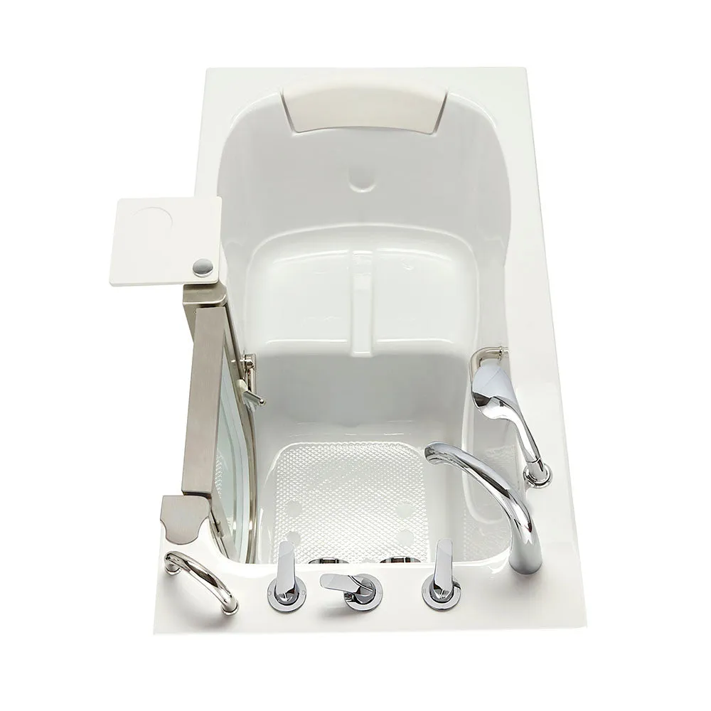 Ella Elite 30"x52" Acrylic Soaking Walk-In-Bathtub, Right Inward Swing Door, Heated Seat,  5 Piece Fast Fill Faucet, 2" Dual Drain