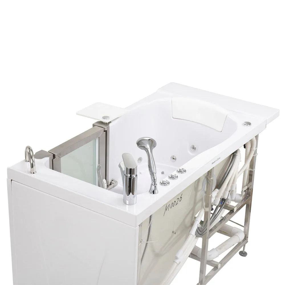 Ella Peitite 28"x52" Acrylic Air and Hydro Massage and Heated Seat Walk-In Bathtub with Right Inward Swing Door, 2 Piece Fast Fill Faucet, 2" Dual Drain