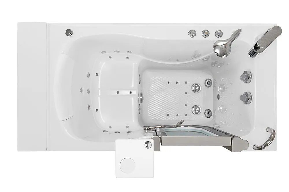 Ella Peitite 28"x52" Acrylic Air and Hydro Massage and Heated Seat Walk-In Bathtub with Right Inward Swing Door, 2 Piece Fast Fill Faucet, 2" Dual Drain