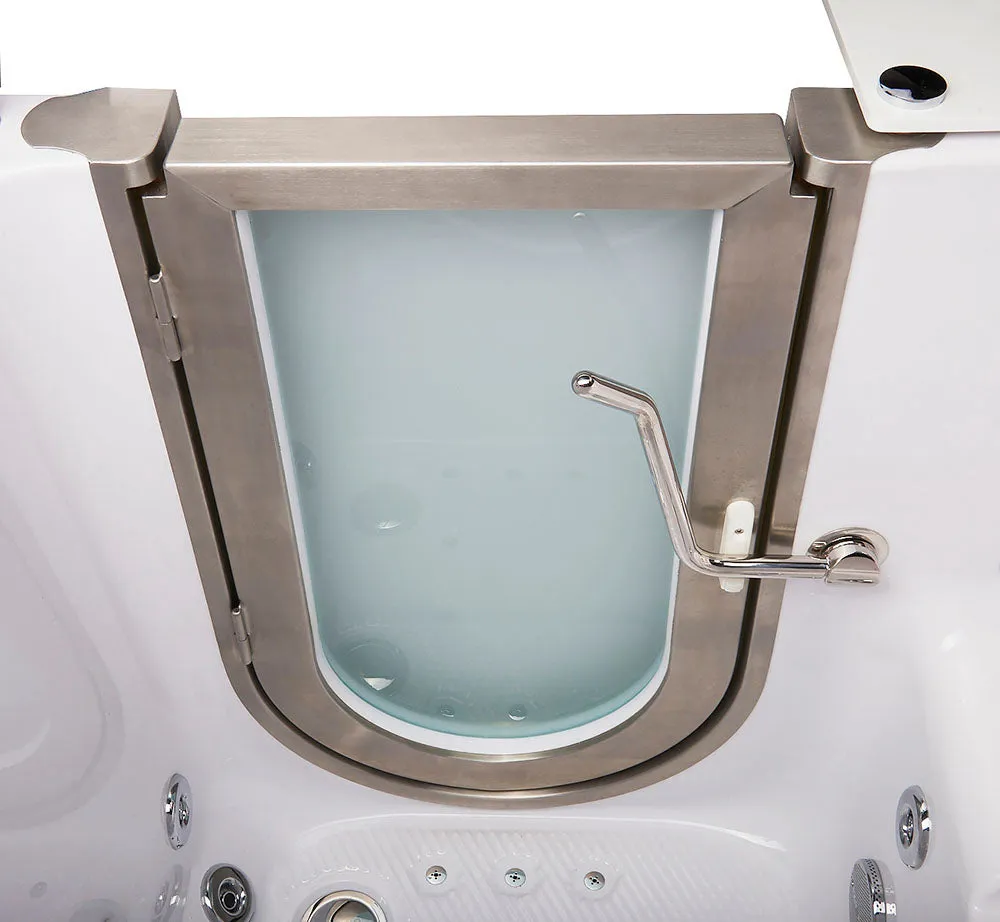 Ella Peitite 28"x52" Acrylic Air and Hydro Massage and Heated Seat Walk-In Bathtub with Right Inward Swing Door, 2 Piece Fast Fill Faucet, 2" Dual Drain