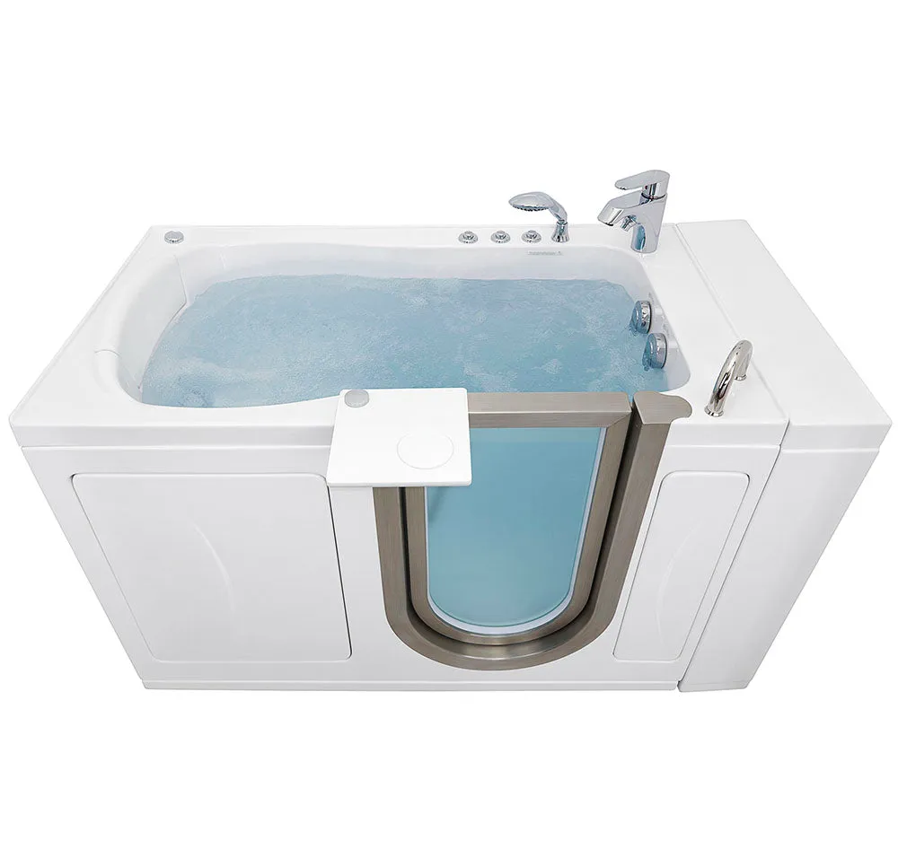 Ella Peitite 28"x52" Acrylic Air and Hydro Massage and Heated Seat Walk-In Bathtub with Right Inward Swing Door, 2 Piece Fast Fill Faucet, 2" Dual Drain