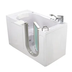 Ella Peitite 28"x52" Acrylic Air and Hydro Massage and Heated Seat Walk-In Bathtub with Right Inward Swing Door, 2 Piece Fast Fill Faucet, 2" Dual Drain