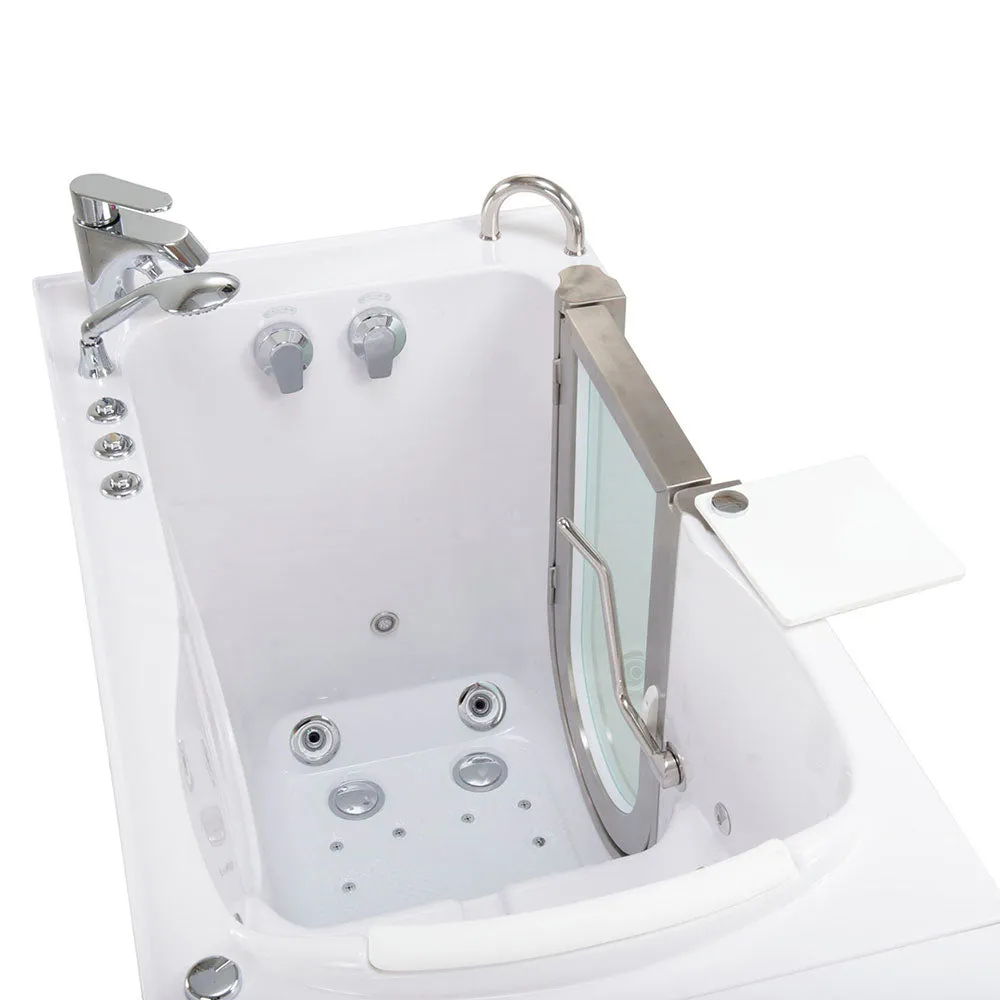 Ella Peitite 28"x52" Acrylic Air and Hydro Massage and Heated Seat Walk-In Bathtub with Right Inward Swing Door, 2 Piece Fast Fill Faucet, 2" Dual Drain