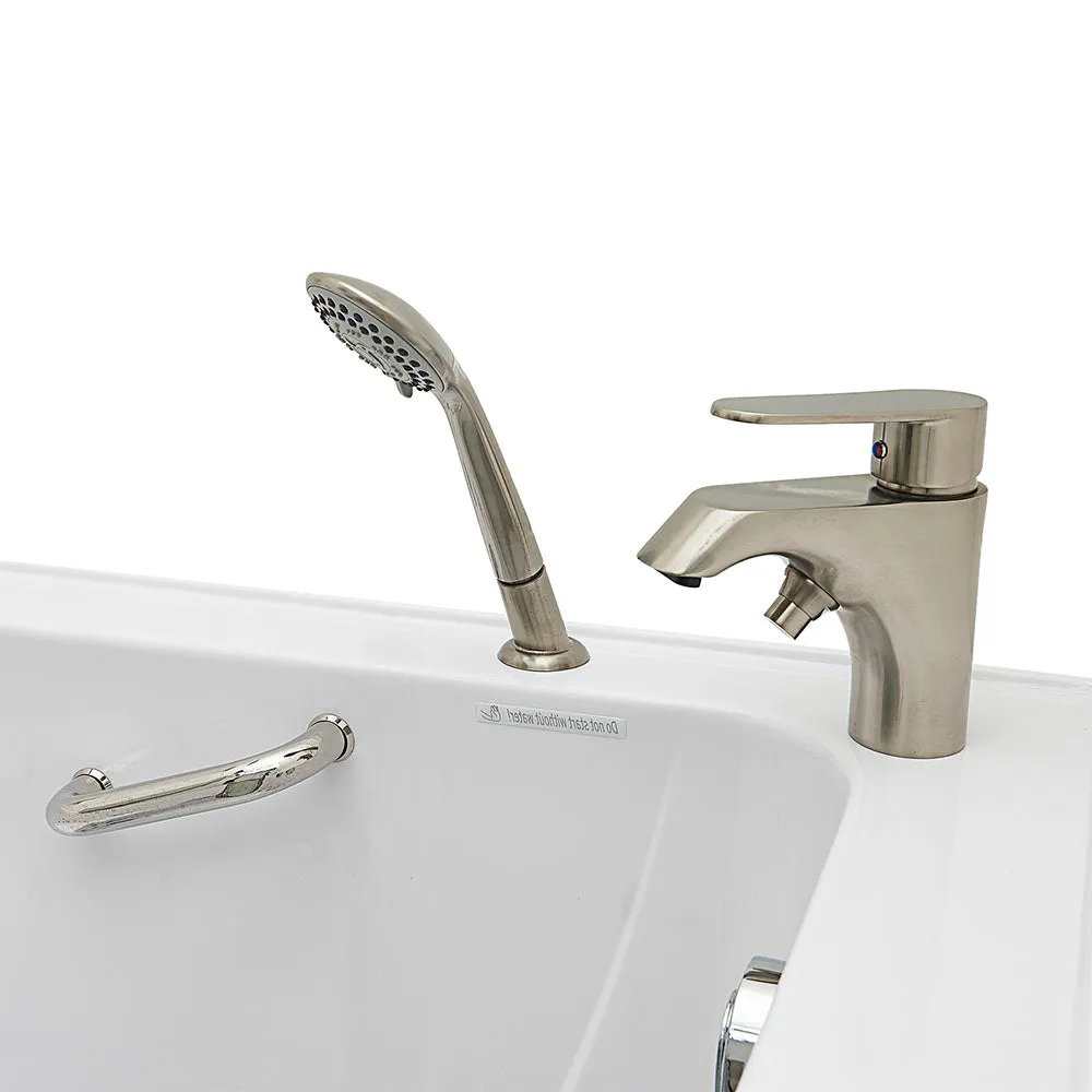 Ella Peitite 28"x52" Acrylic Air and Hydro Massage and Heated Seat Walk-In Bathtub with Right Inward Swing Door, 2 Piece Fast Fill Faucet, 2" Dual Drain
