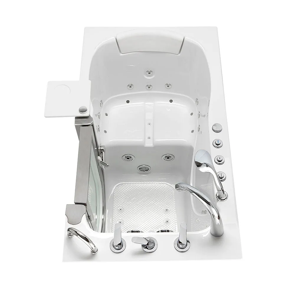 Ella Peitite 28"x52" Acrylic Air and Hydro Massage Walk-In Bathtub with Right Inward Swing Door, 5 Piece Fast Fill Faucet, 2" Dual Drain