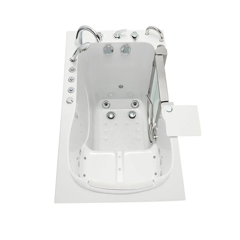 Ella Peitite 28"x52" Acrylic Air and Hydro Massage Walk-In Bathtub with Right Inward Swing Door, 5 Piece Fast Fill Faucet, 2" Dual Drain