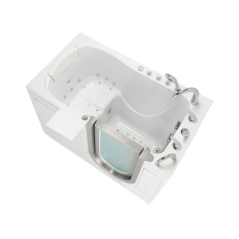 Ella Peitite 28"x52" Acrylic Air and Hydro Massage Walk-In Bathtub with Right Inward Swing Door, 5 Piece Fast Fill Faucet, 2" Dual Drain