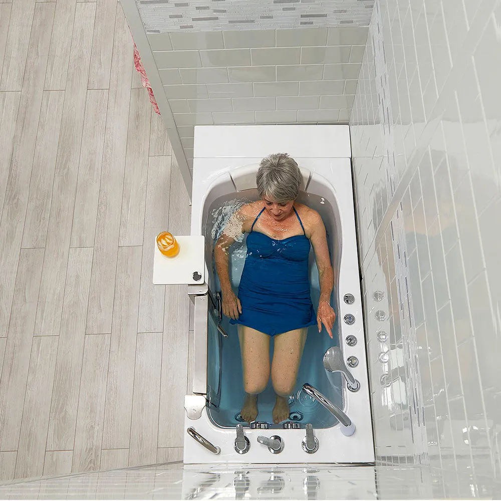 Ella Peitite 28"x52" Acrylic Air and Hydro Massage Walk-In Bathtub with Right Inward Swing Door, 5 Piece Fast Fill Faucet, 2" Dual Drain